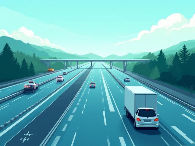Illustration einer vernetzten Autobahnkarte mit digitalen Verbindungen